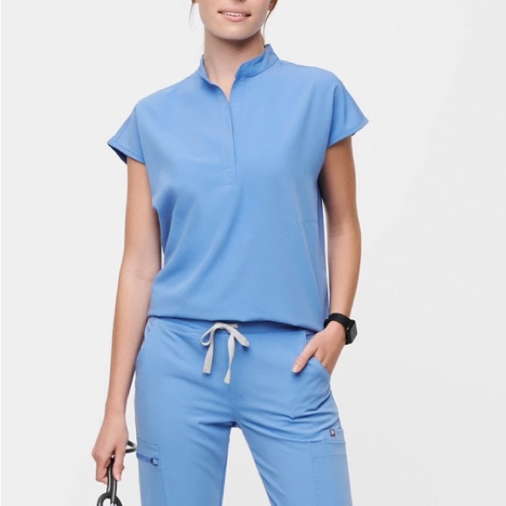 FIGS Rafaela Overized Scrub Top in Ciel Blue